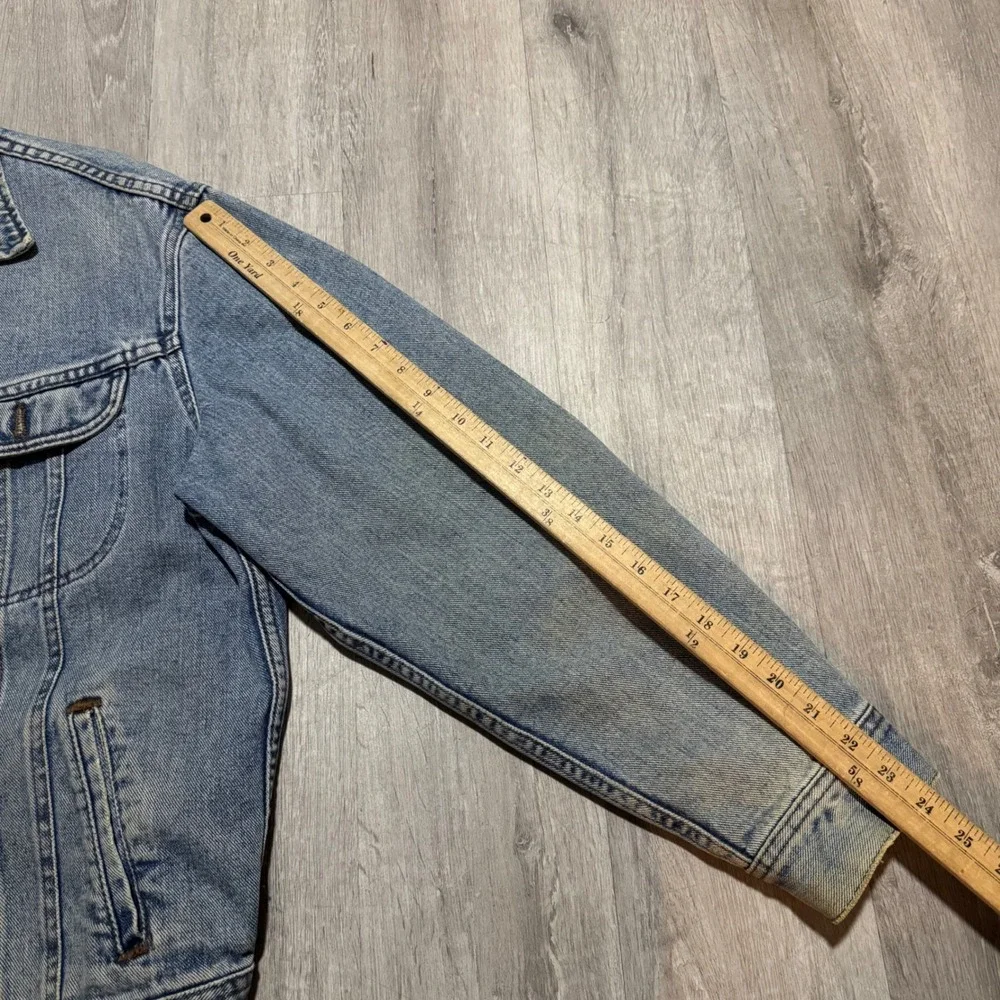 Vintage Riveted Lee Denim Trucker Jacket Light Wash Blue Mens Large L